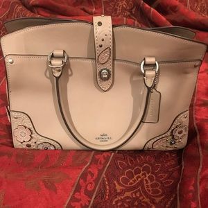 Coach Mercer 30 Tea Rose Tooling Leather Satchel